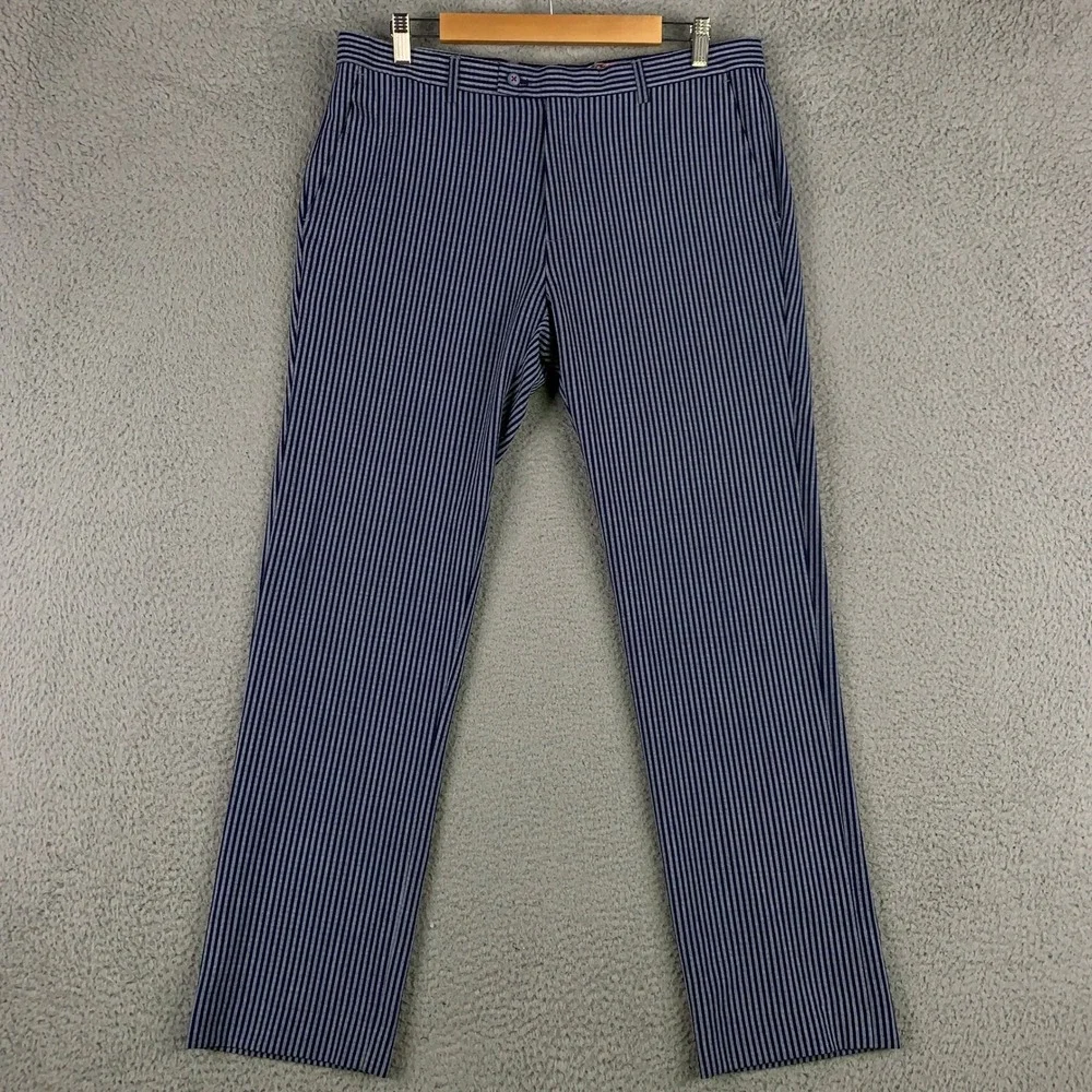 Paisley & Gray Slim Fit Suit Men's 42R Blue White Striped Blazer Pants Set 33x32